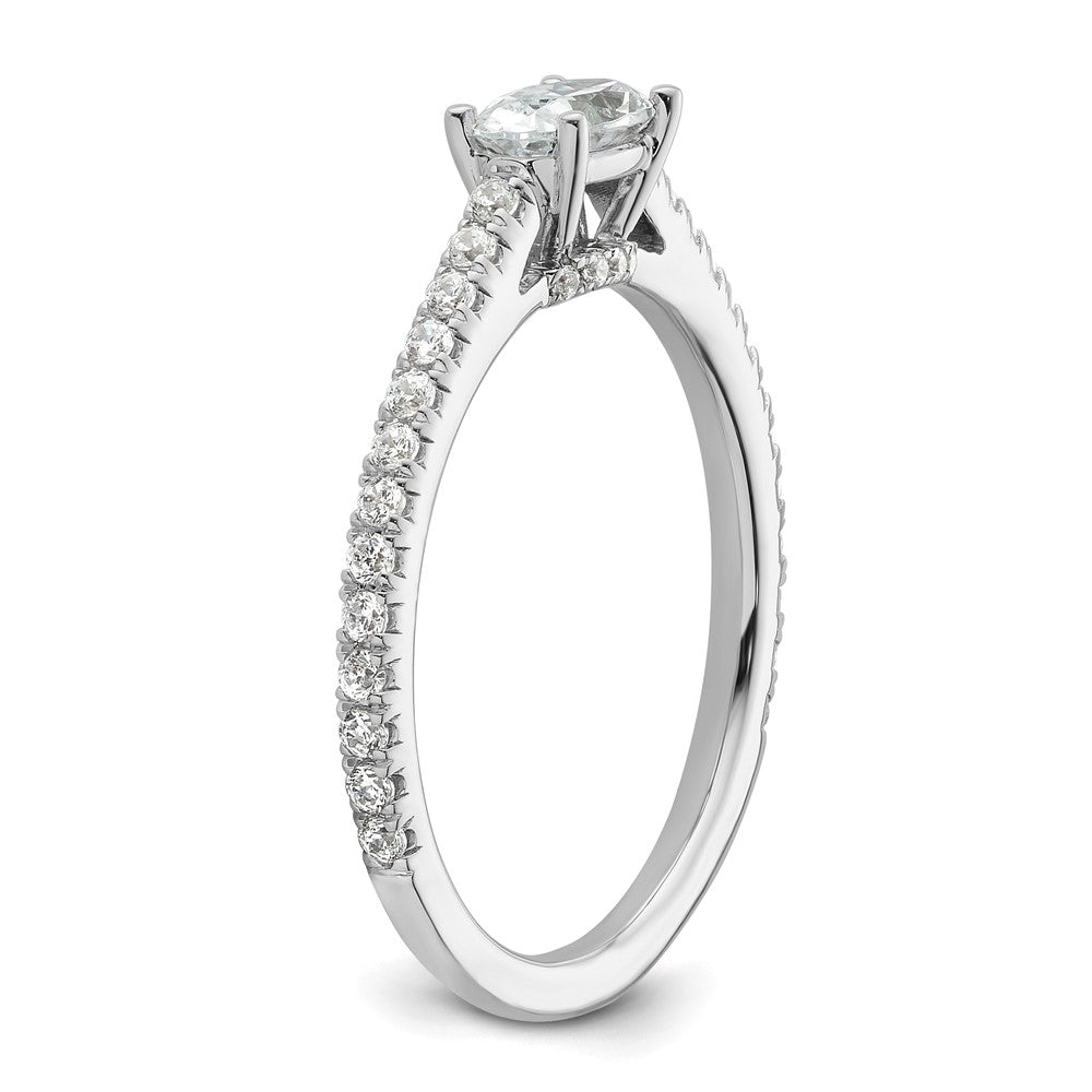 14k White Gold 3/4 carat Lab Grown Diamond VS/SI+ G+ East-West Oval Complete Engagement Ring