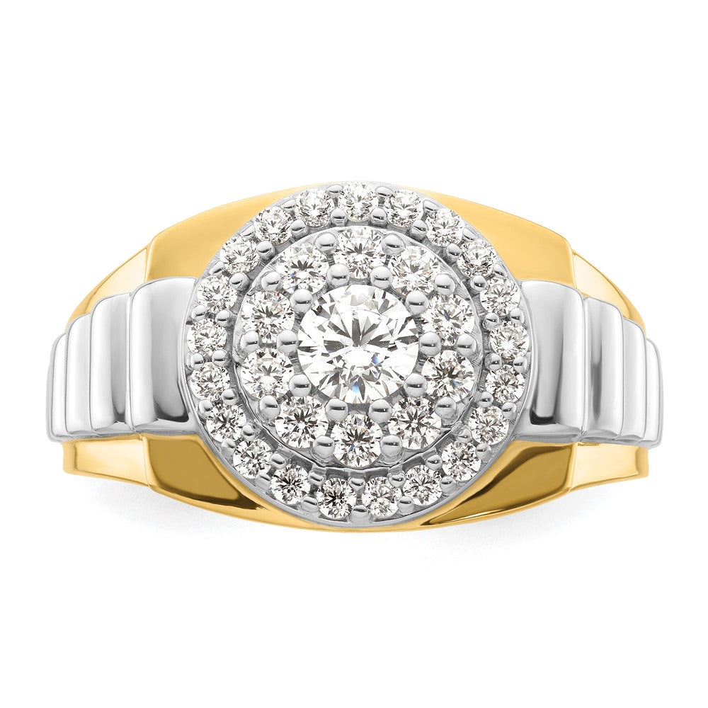 IBGoodman 14k Two-Tone 1 1/4 carat Lab Grown Diamond VS/SI+ G+ Complete Cluster Men's Ring