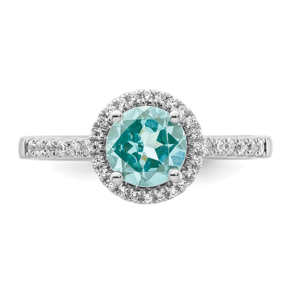Pure Serenity 14k White Gold 1/5 carat Lab Grown Diamond VS/SI+ G+ and Lab Created Paraiba Ring