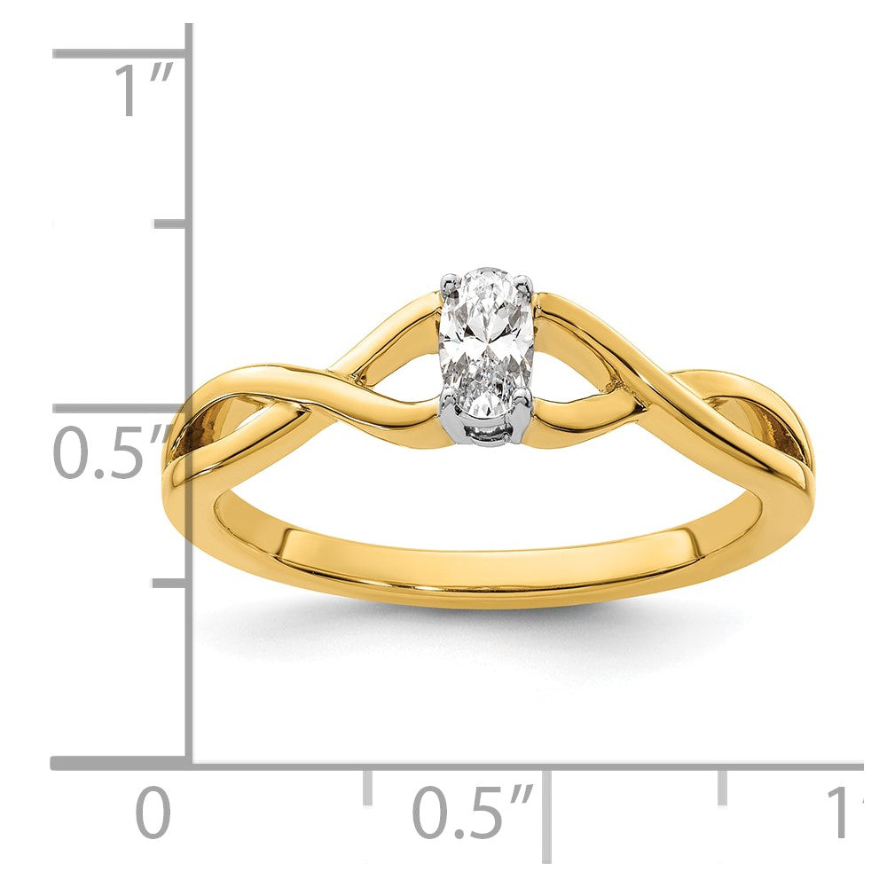 14k Two-tone Oval Complete Diamond Promise/Engagement Ring