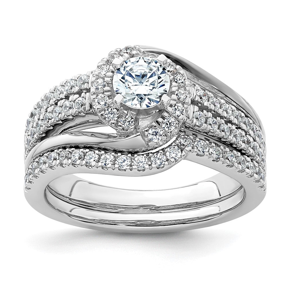 14k White Gold 3/4 carat Lab Grown Diamond VS/SI+ G+ Round Complete Engagement Ring