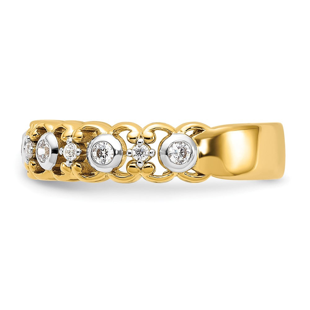 14k Two Tone 1/4 carat Lab Grown Diamond VS/SI+ G+ Complete Wedding Band