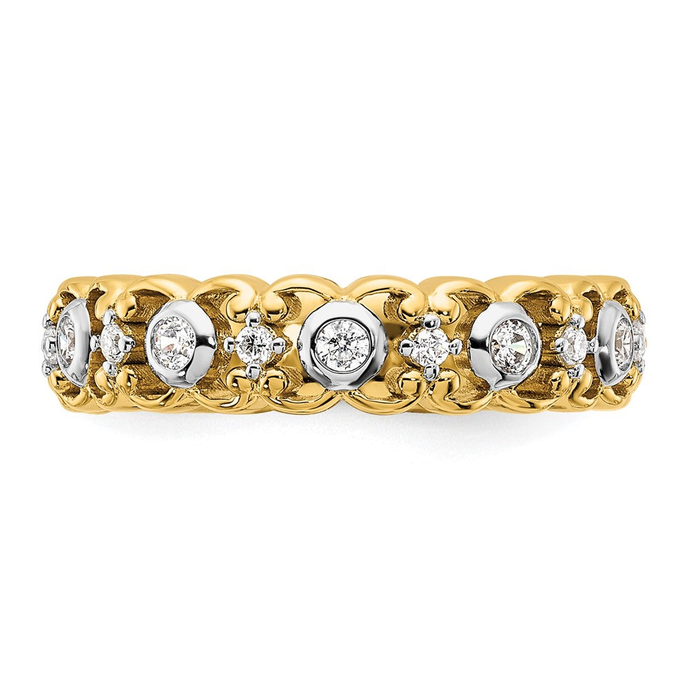 14k Two Tone 1/4 carat Lab Grown Diamond VS/SI+ G+ Complete Wedding Band