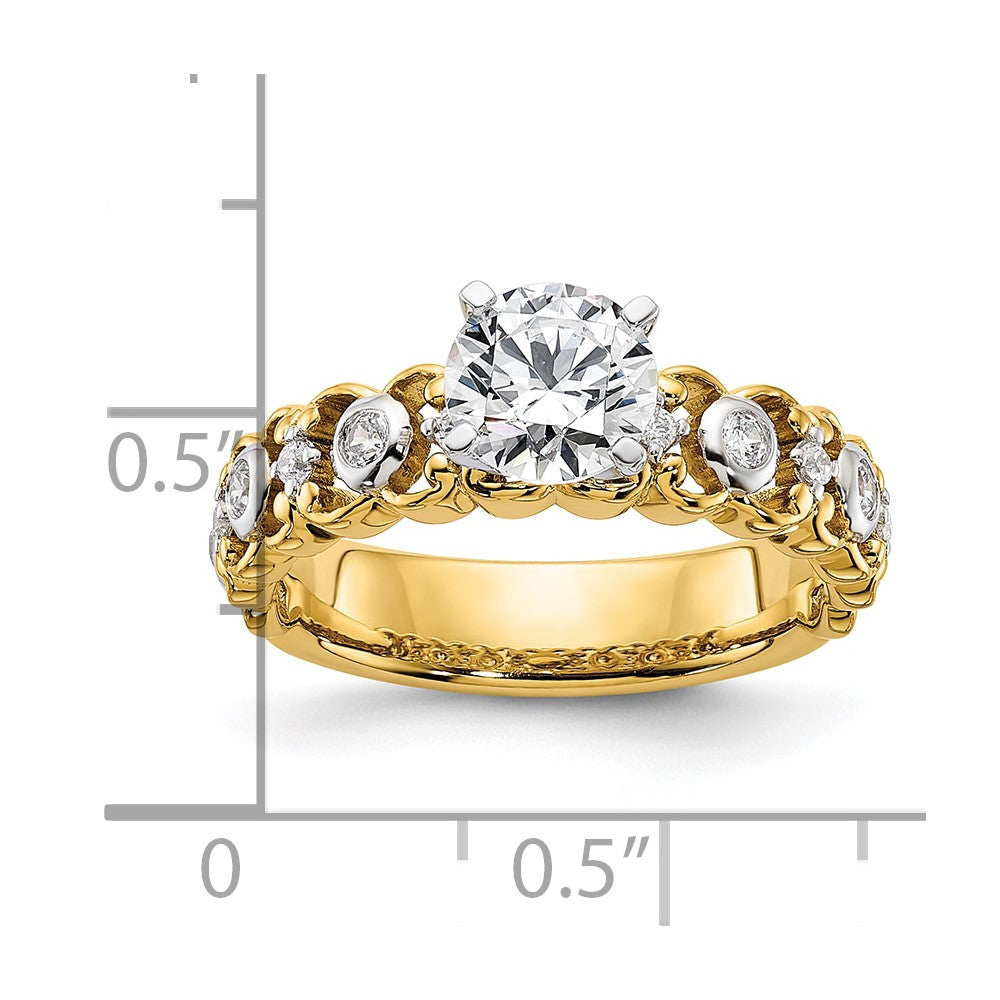 14k Two Tone 1/5 carat Lab Grown Diamond VS/SI+ G+ Semi Mount Peg Set Engagement Ring