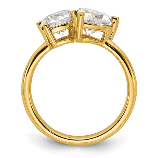14k Two Stone 1 carat Round and 1 1/8 carat Heart Ring Mounting