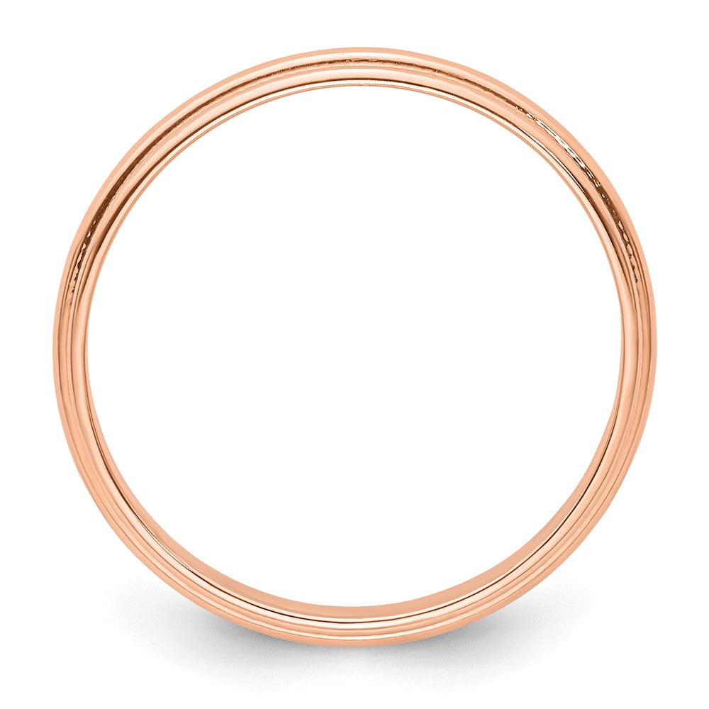 14k Rose Gold 3mm Lightweight Milgrain Half Round Wedding Band Size 5