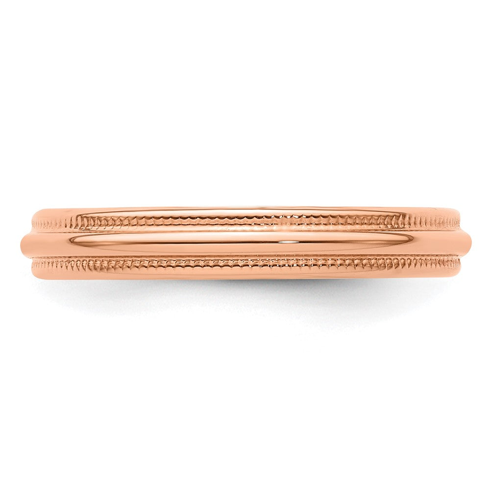 14k Rose Gold 3mm Lightweight Milgrain Half Round Wedding Band Size 7