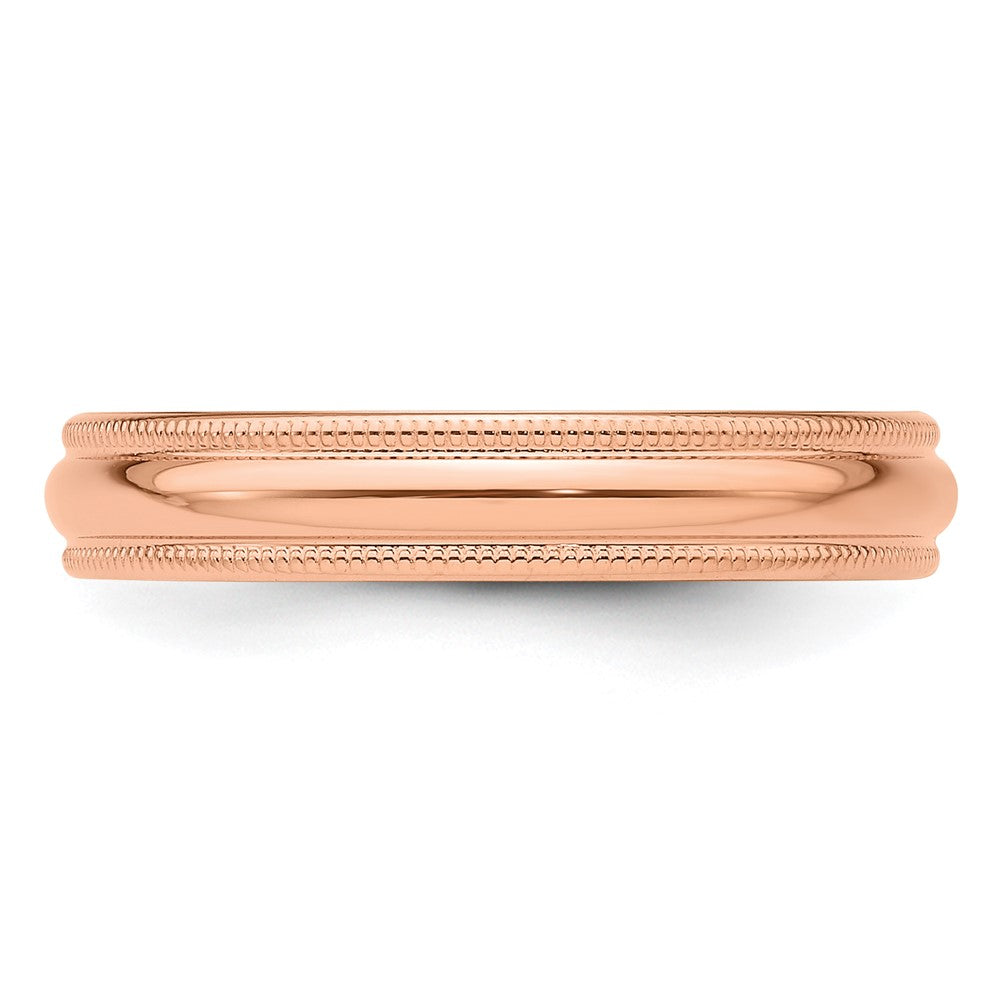 14k Rose Gold 4mm Lightweight Milgrain Half Round Wedding Band Size 6