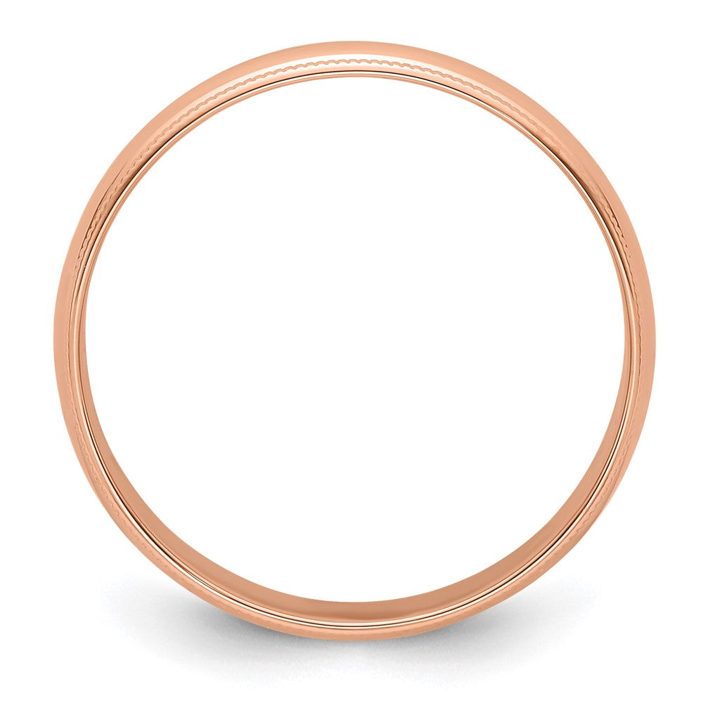 14k Rose Gold 5mm Lightweight Milgrain Half Round Wedding Band Size 6.5