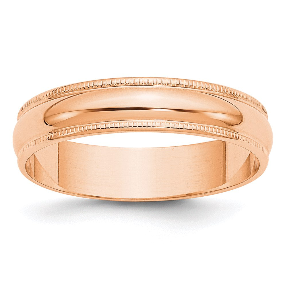 14k Rose Gold 5mm Lightweight Milgrain Half Round Wedding Band Size 5.5