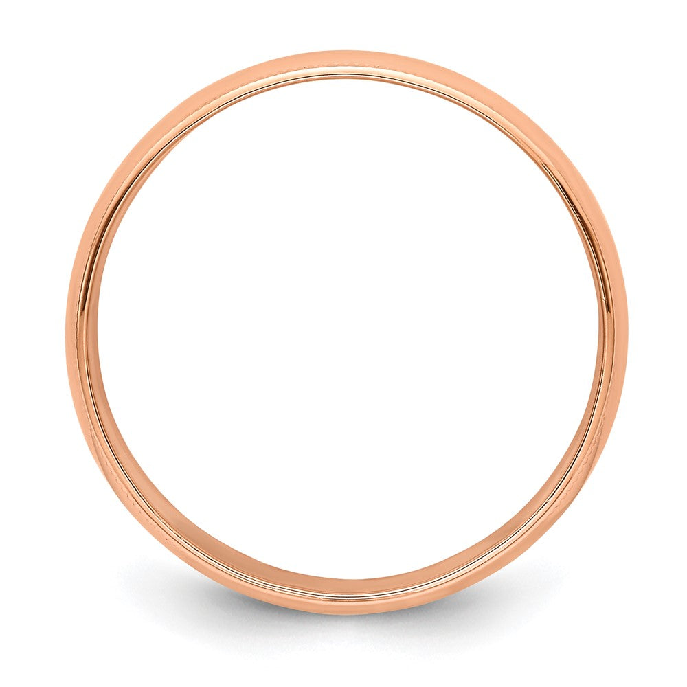 14k Rose Gold 6mm Lightweight Milgrain Half Round Wedding Band Size 7.5