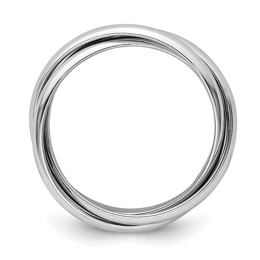 14k White Gold Polished Rolling Ring Size 8