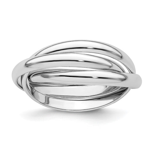 14k White Gold Polished Rolling Ring Size 8