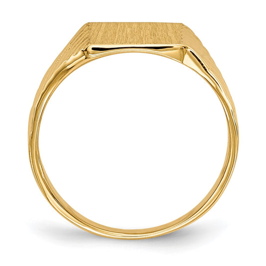 10k 9.5x8.0mm Rectangle Stripe Closed Back Signet Ring
