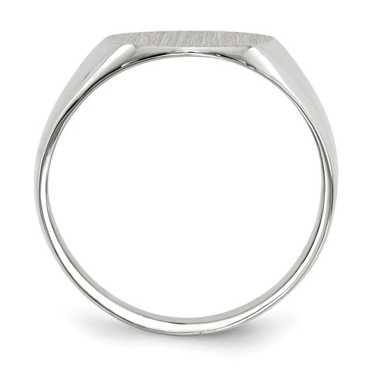 10k White Gold 12.5x12.0mm Oval Closed Back Signet Ring