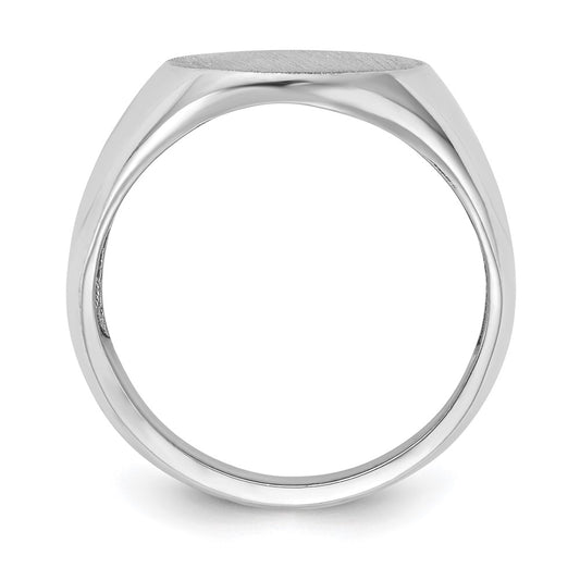 10k White Gold 18.0x14.5mm Oval Open Back Mens Signet Ring
