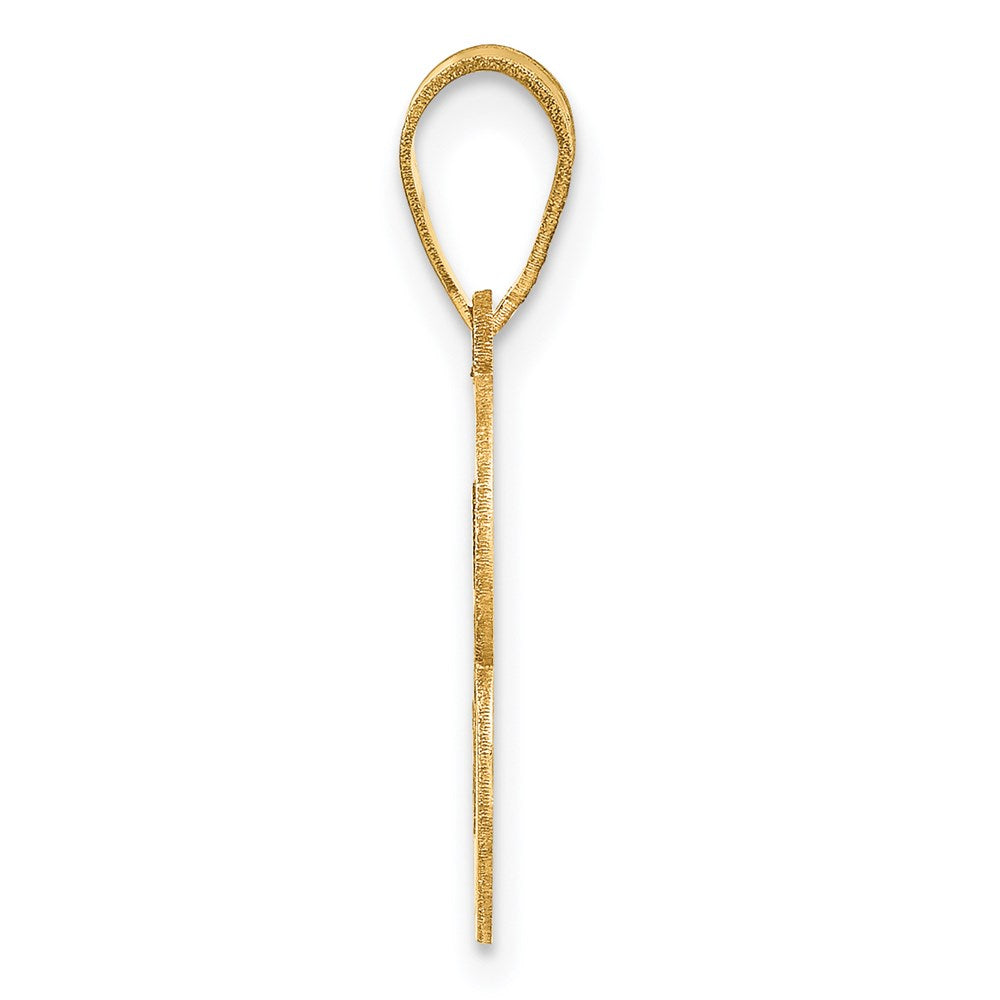 14k Brushed Border Script Number 3 Pendant