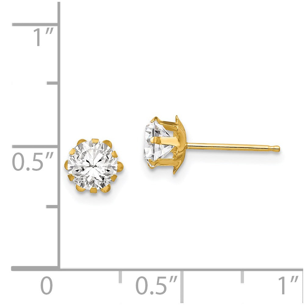 14k Madi K 5mm Round CZ April Birthstone Post Earrings