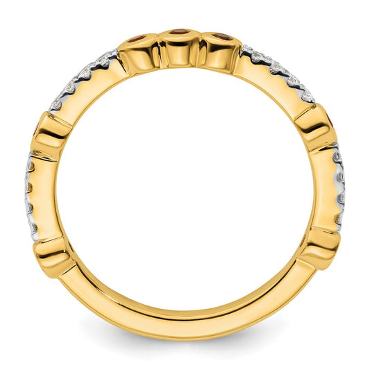 14k Stackable Expressions Garnet and Diamond Ring