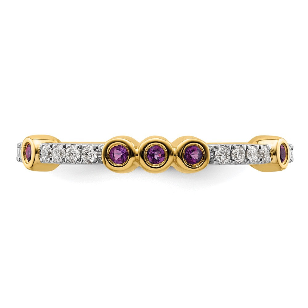 14k Stackable Expressions Amethyst and Diamond Ring