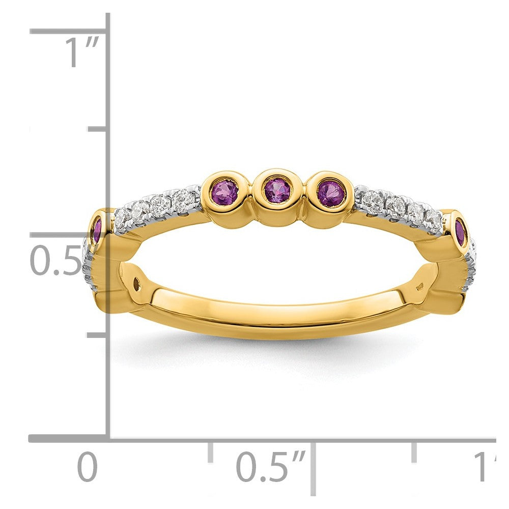 14k Stackable Expressions Amethyst and Diamond Ring