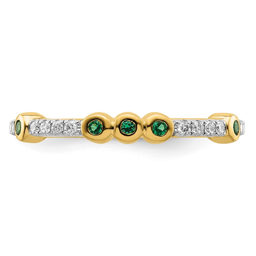 14k Stackable Expressions Created Emerald and Diamond Ring