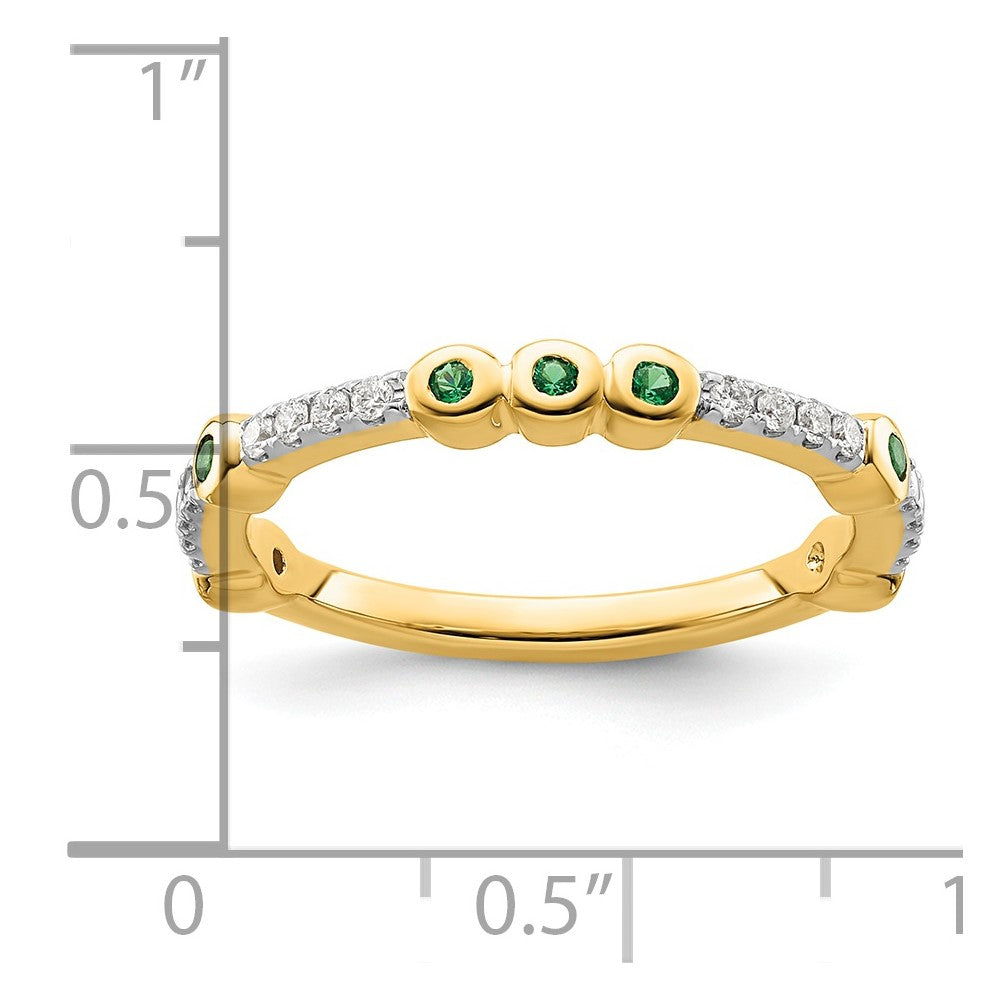 14k Stackable Expressions Created Emerald and Diamond Ring