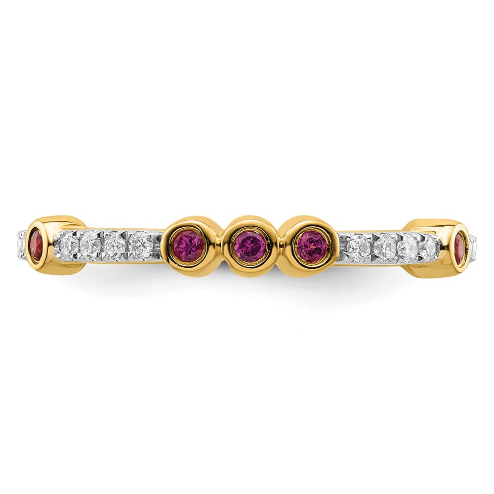 14k Stackable Expressions Rhodolite Garnet and Diamond Ring