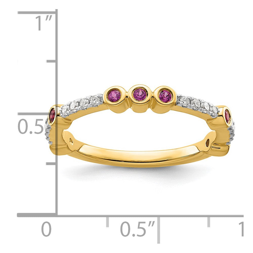14k Stackable Expressions Rhodolite Garnet and Diamond Ring