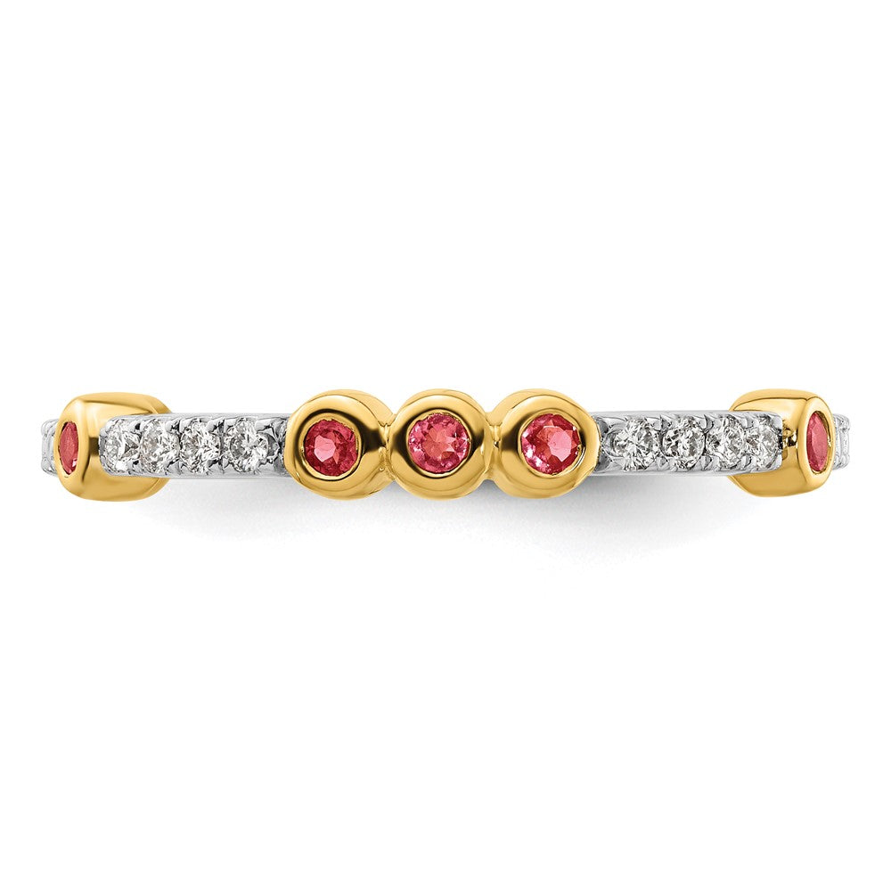 14k Stackable Expressions Pink Tourmaline and Diamond Ring