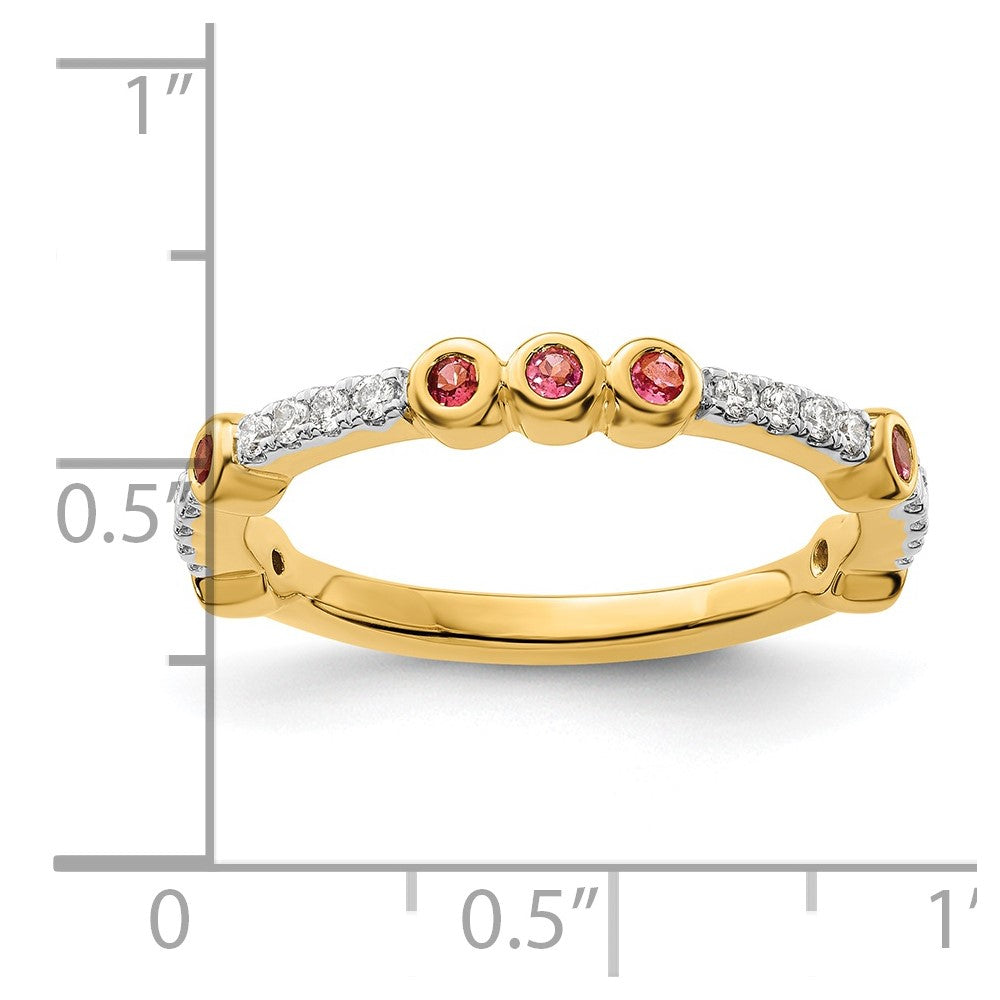 14k Stackable Expressions Pink Tourmaline and Diamond Ring