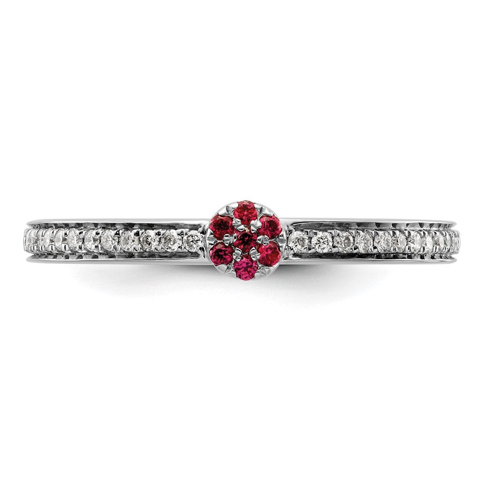 14k White Gold Stackable Expressions Created Ruby and Diamond Ring