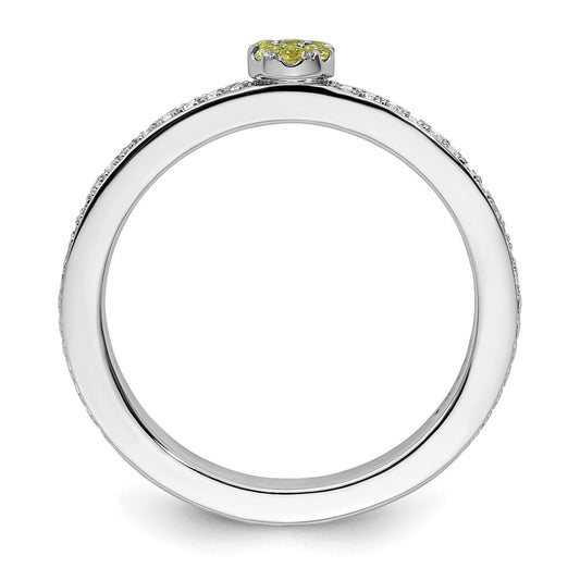 14k White Gold Stackable Expressions Peridot and Diamond Ring
