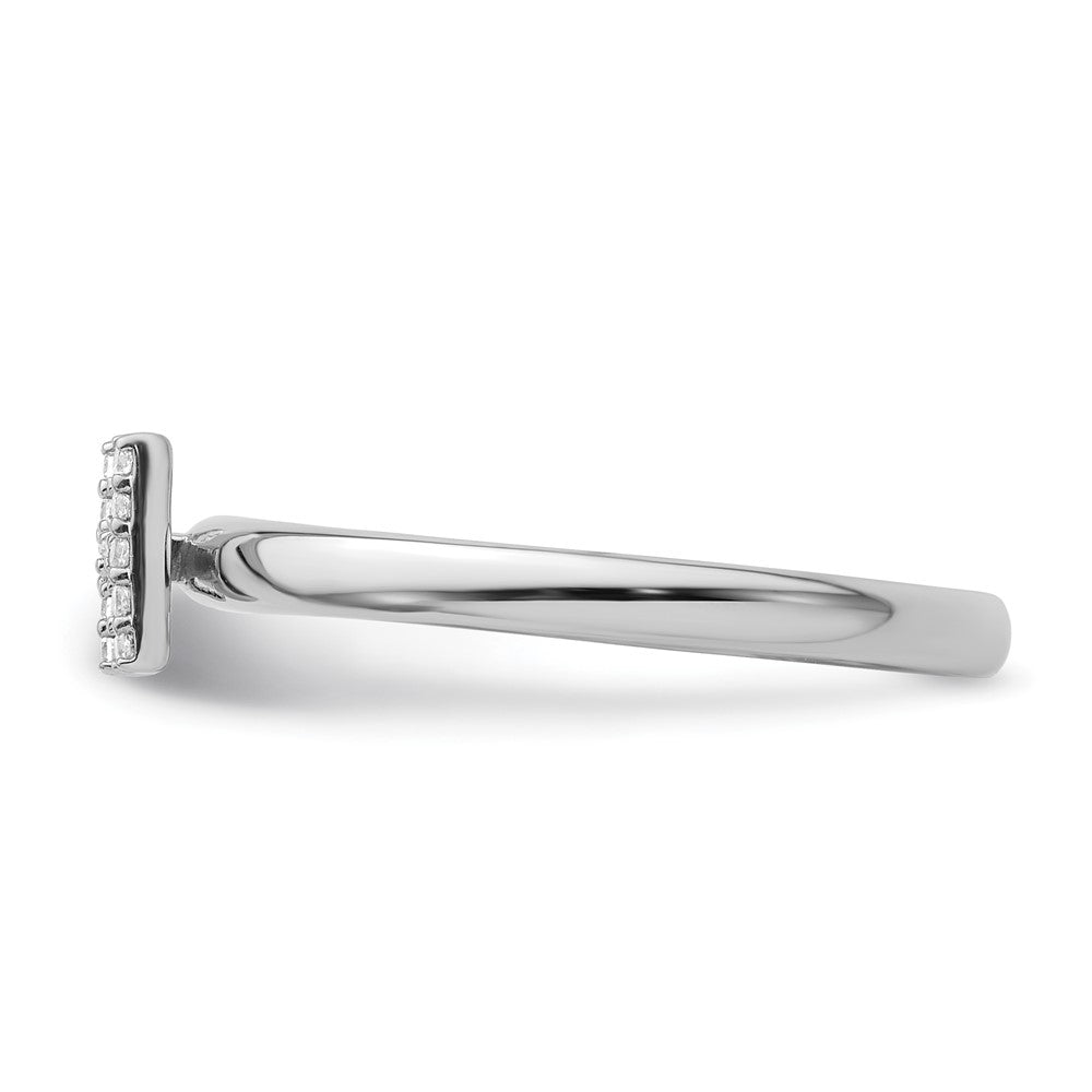 14K White Gold Stackable Diamond Initial H Size 7 Ring