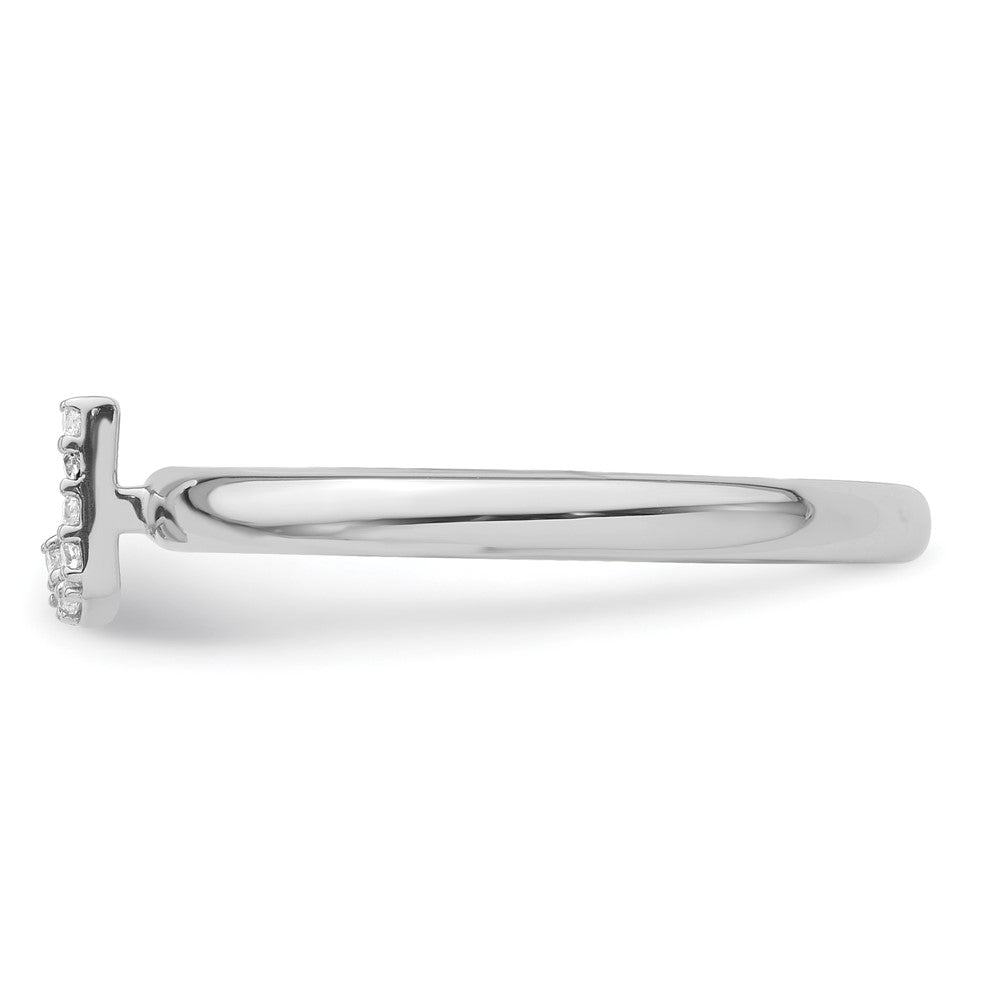 14K White Gold Stackable Diamond Initial J Size 7 Ring