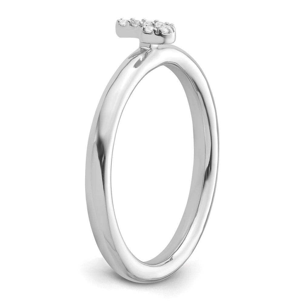14K White Gold Stackable Diamond Initial J Size 7 Ring