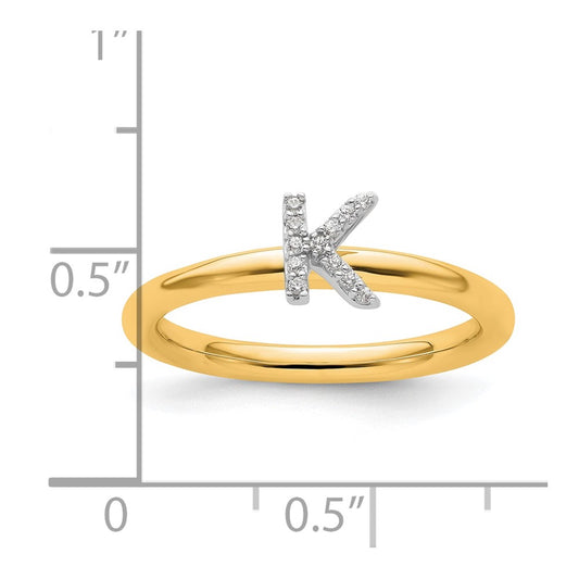 14K Stackable Diamond Initial K Size 7 Ring