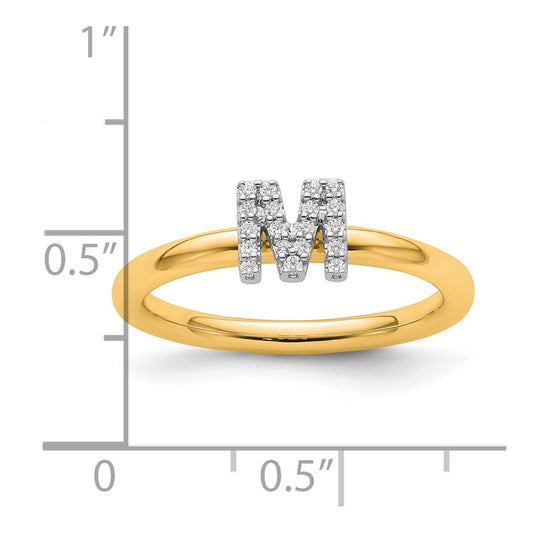 14K Stackable Diamond Initial M Size 7 Ring