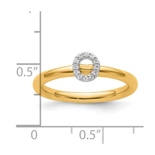 14K Stackable Diamond Initial O Size 7 Ring