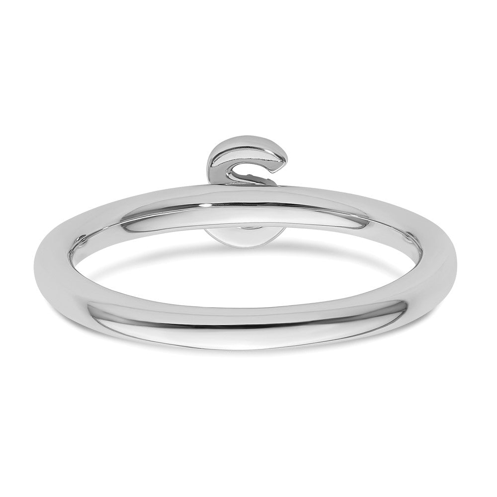 14K White Gold Stackable Diamond Initial S Size 7 Ring
