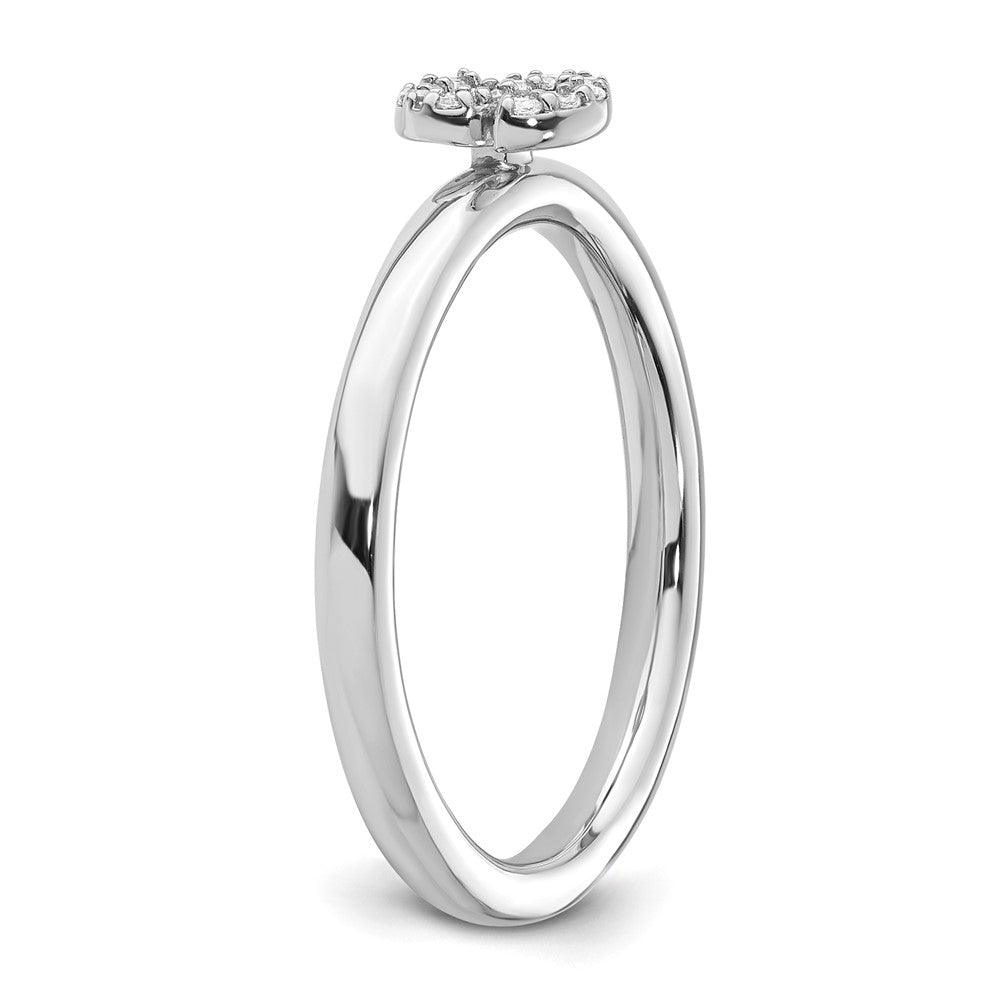 14K White Gold Stackable Diamond Initial S Size 7 Ring