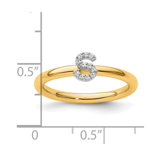 14K Stackable Diamond Initial S Size 7 Ring