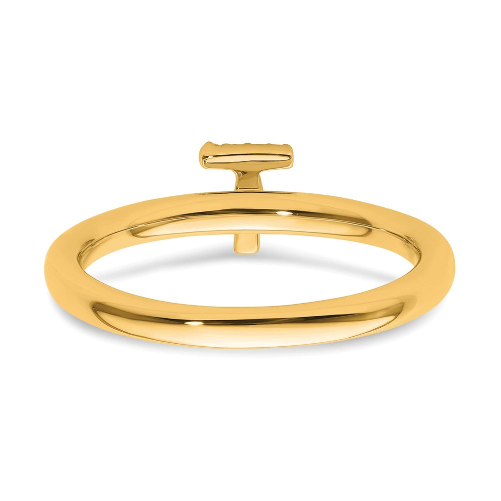 14K Stackable Diamond Initial T Size 7 Ring