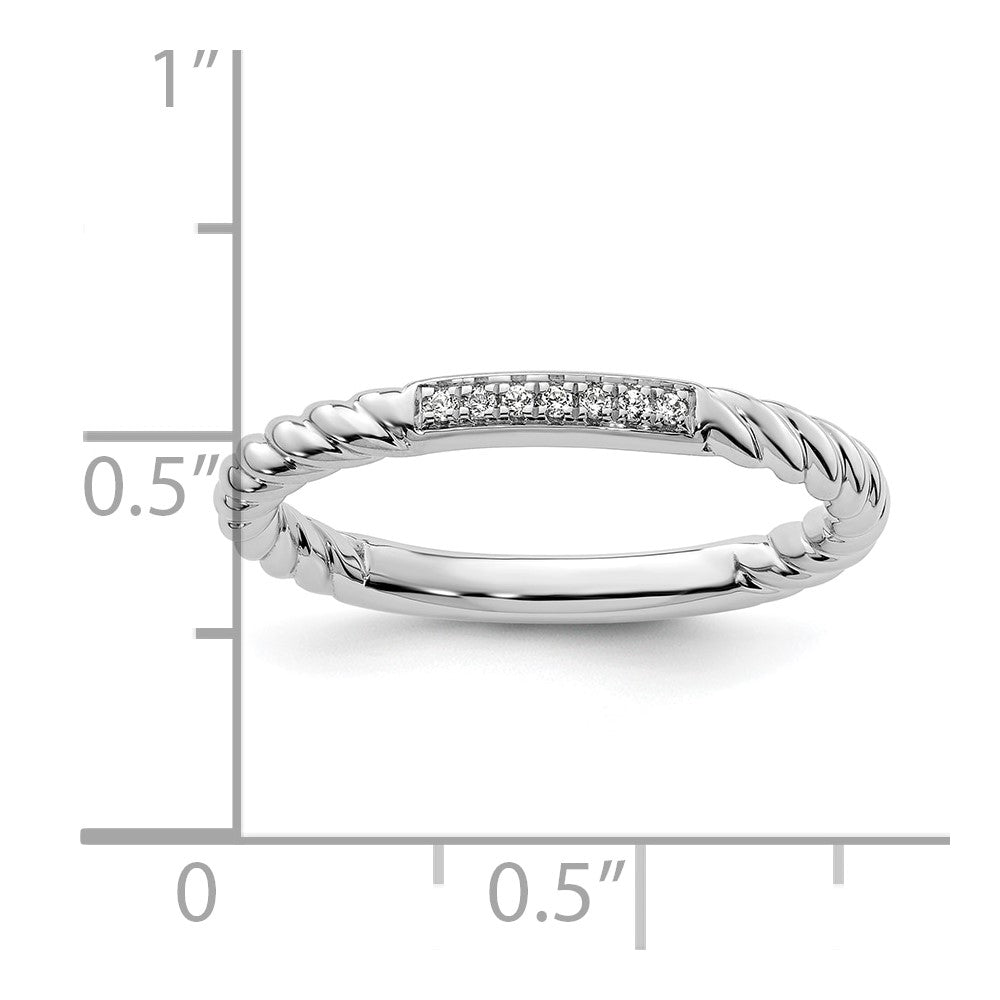 14k White Gold Stackable Expressions Diamond Twisted Ring