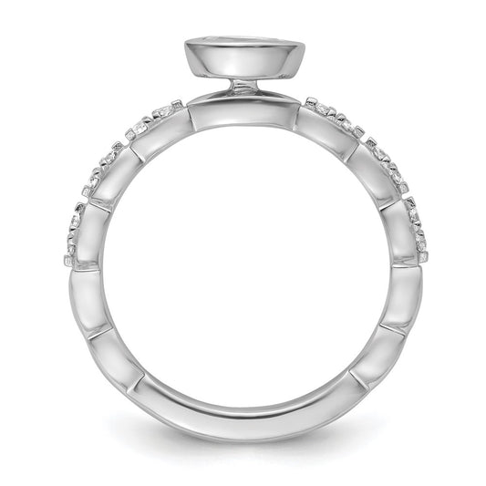 14k White Gold Stackable Expressions White Topaz and Diamond Ring