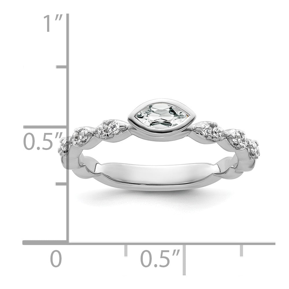 14k White Gold Stackable Expressions White Topaz and Diamond Ring
