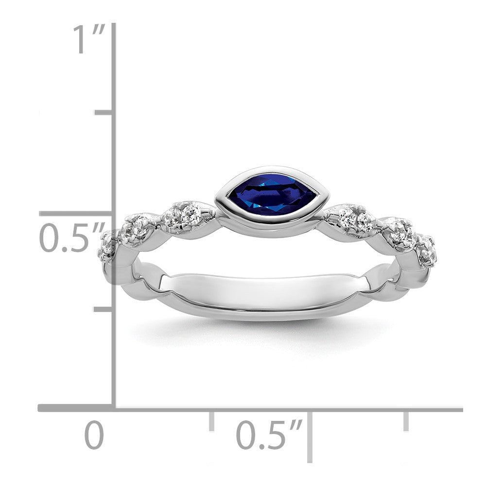 14k White Gold Stackable Expressions Cr.Sapphire and Diamond Ring