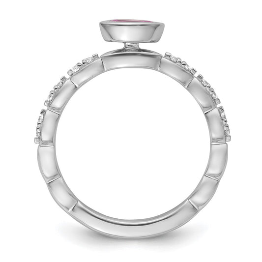 14k White Gold Stackable Expressions Pink Tourmaline and Dia. Ring