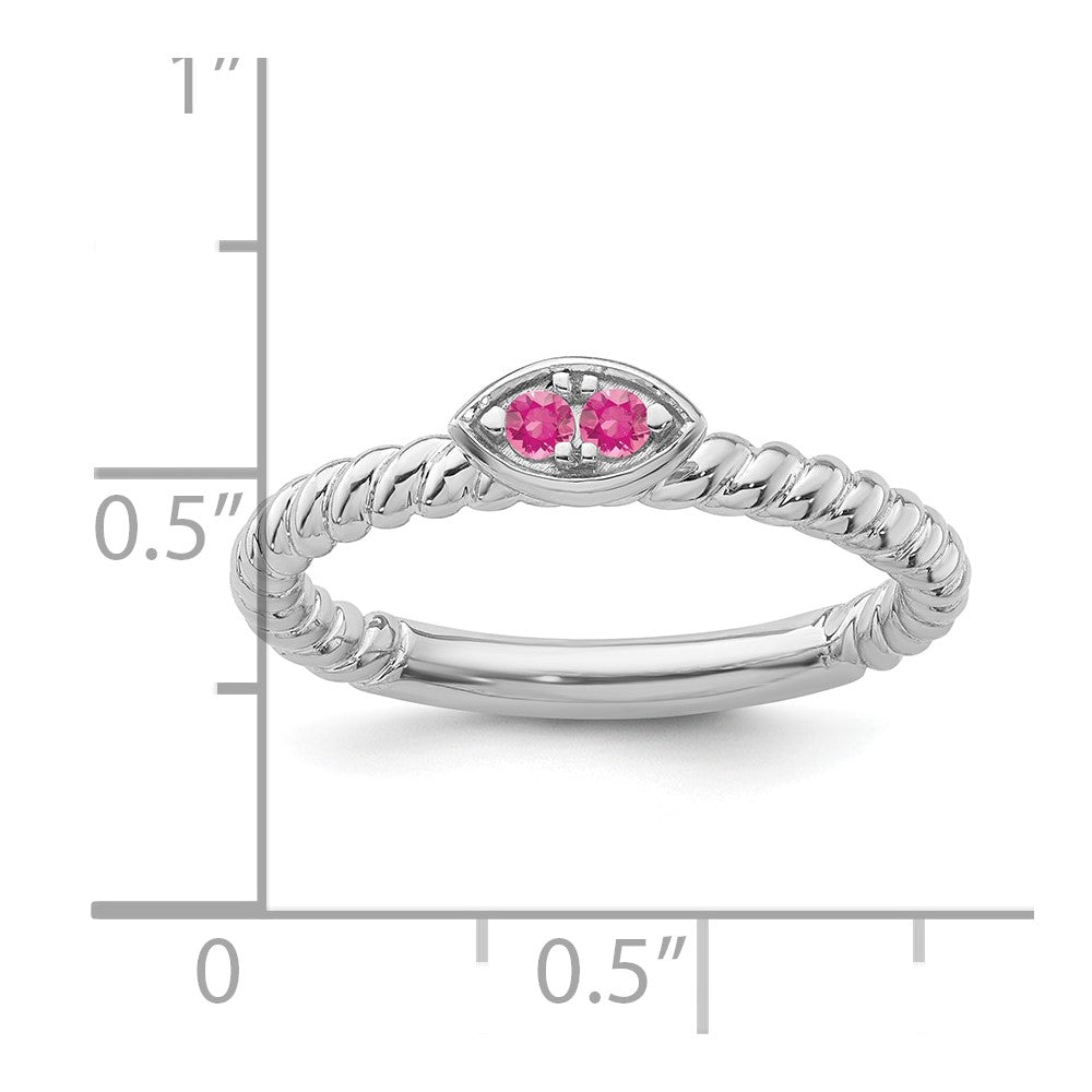 14k White Gold Stackable Expressions Pink Tourmaline Twisted Ring