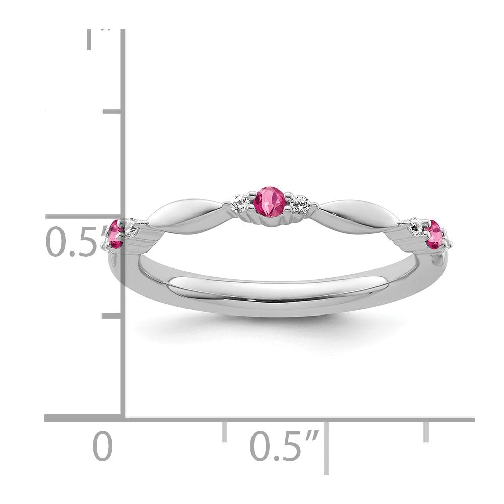 14k White Gold Stackable Expressions Pink Tourmaline and Dia. Ring